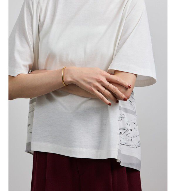 ROPE「【洗える】【YUKO SAEKI for ROPE'・コラボ】スカーフ柄プリント Aラインカットソー」|Tシャツ・カットソー|