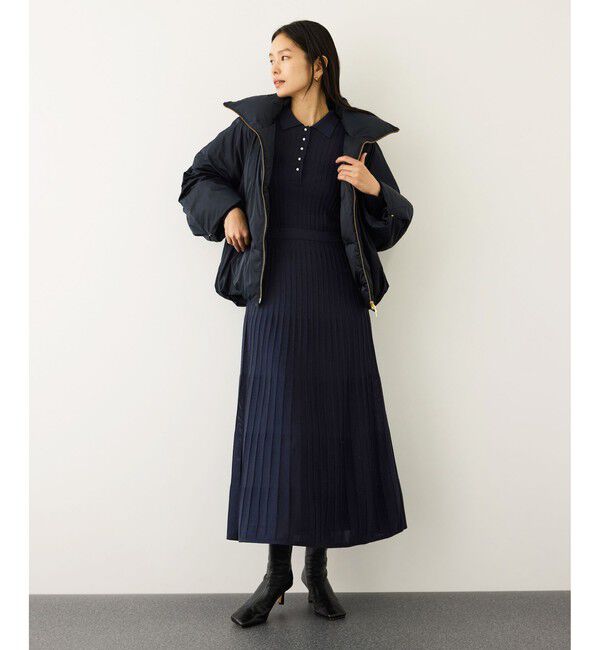 ROPE「パールボタンポロニットワンピース/イージーケア」|ドレス|