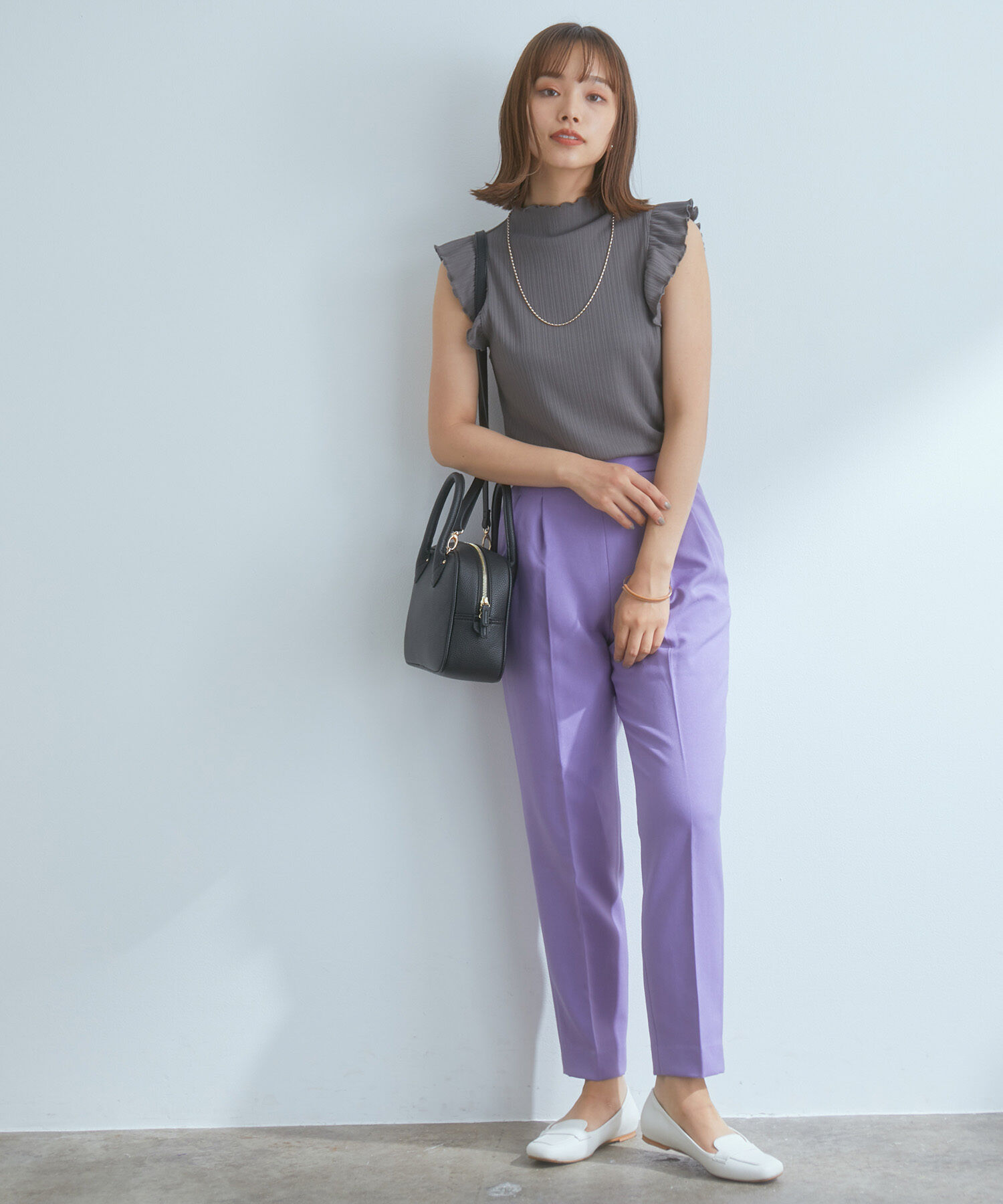 VIS「【EASY CARE】ウォッシャブルフラノツータックテーパードパンツ」|スラックス|