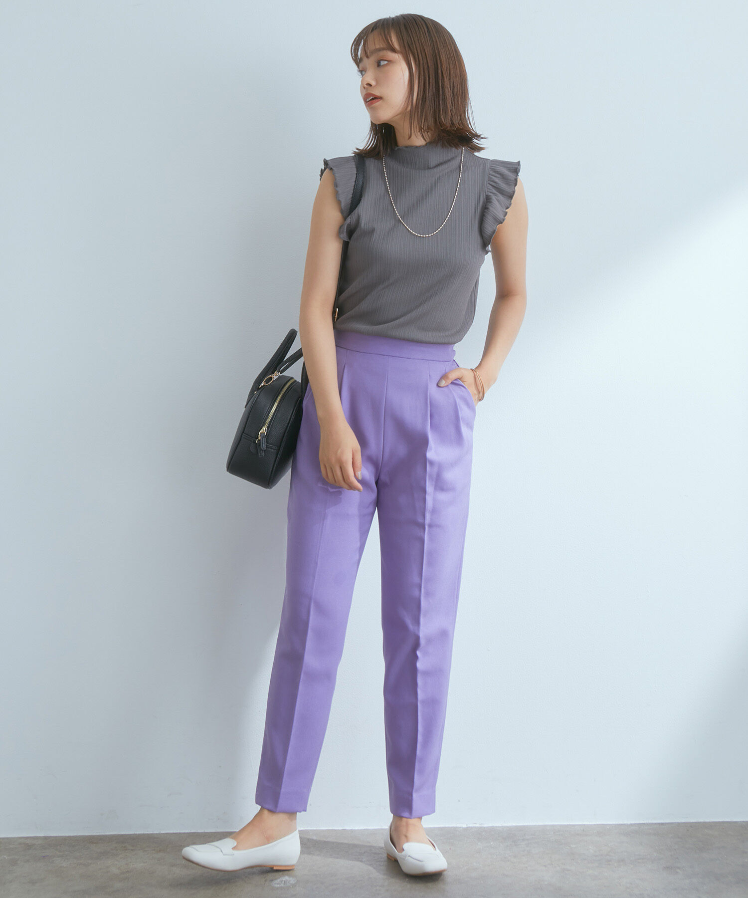 VIS「【EASY CARE】ウォッシャブルフラノツータックテーパードパンツ」|スラックス|