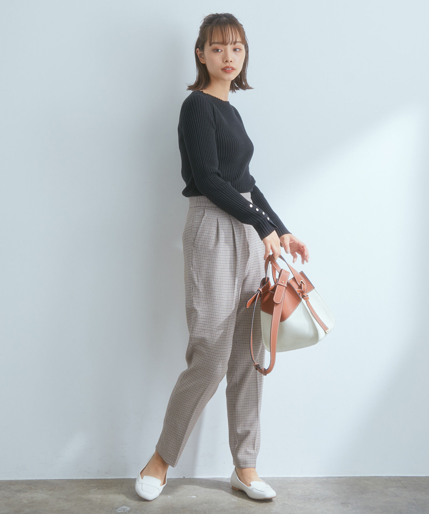 VIS「【EASY CARE】ウォッシャブルフラノツータックテーパードパンツ」|スラックス|