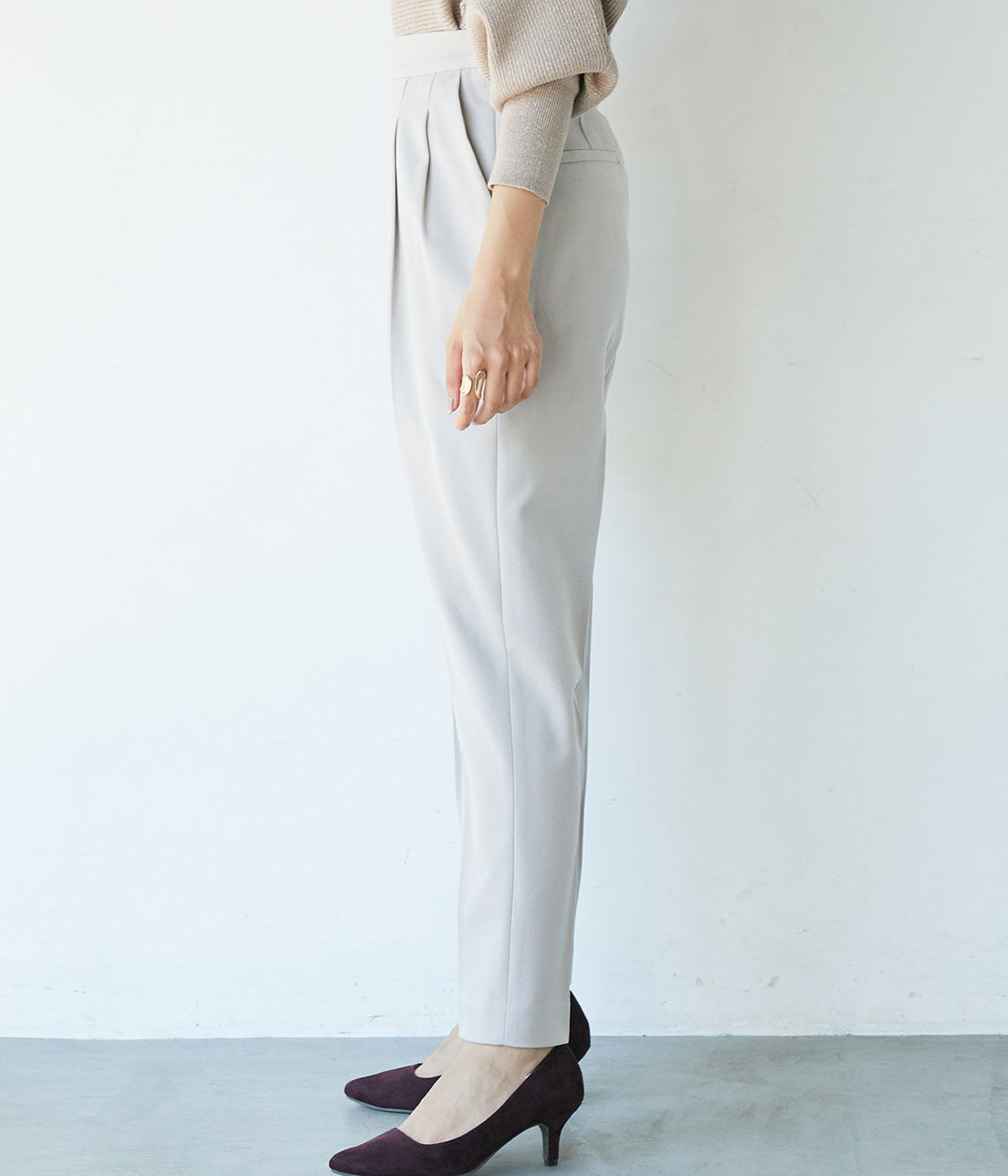 VIS「【EASY CARE】ウォッシャブルフラノツータックテーパードパンツ」|スラックス|