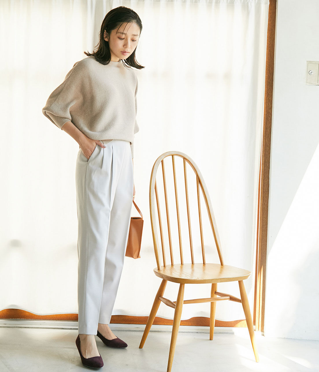 VIS「【EASY CARE】ウォッシャブルフラノツータックテーパードパンツ」|スラックス|