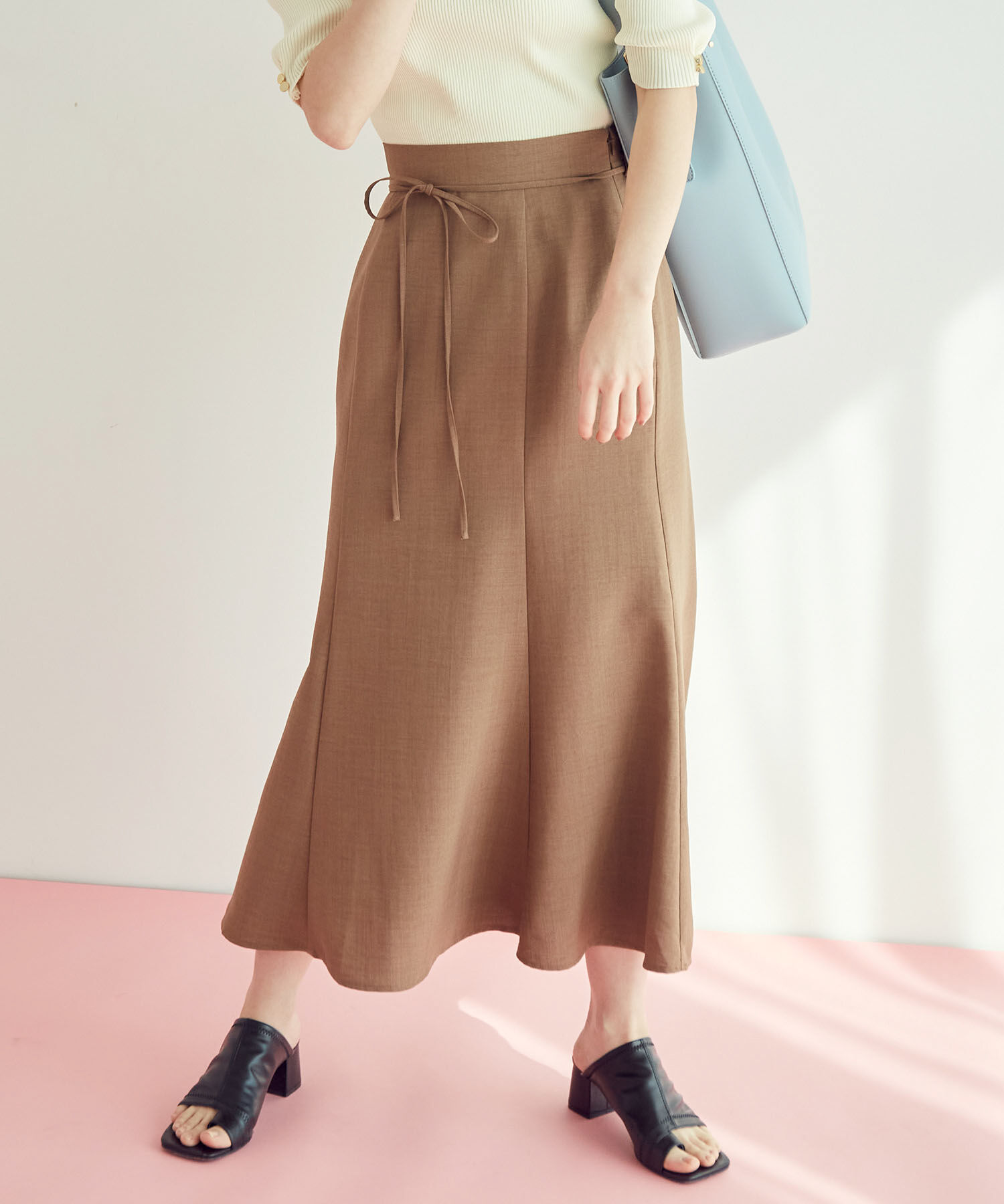 VIS「【一部サイズ公式サイト・直営店舗限定】リネンライクマーメイドスカート【sustainable】」|スカート|ブラウン(22)