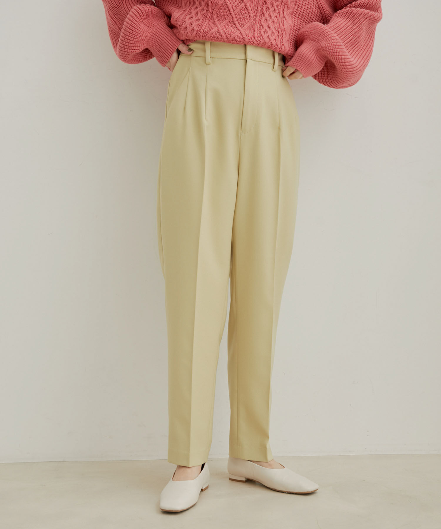 VIS「【Washable・EASY CARE】エコウールタッチテーパードパンツ【sustainable】」|スラックス|キミドリ(34)