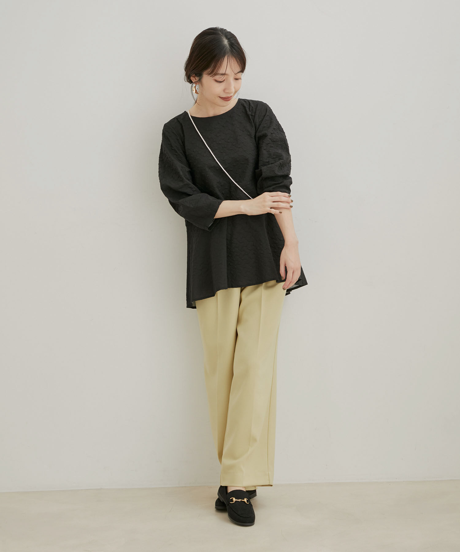 VIS「【Washable・EASY CARE】エコウールタッチワイドパンツ【sustainable】」|スラックス|