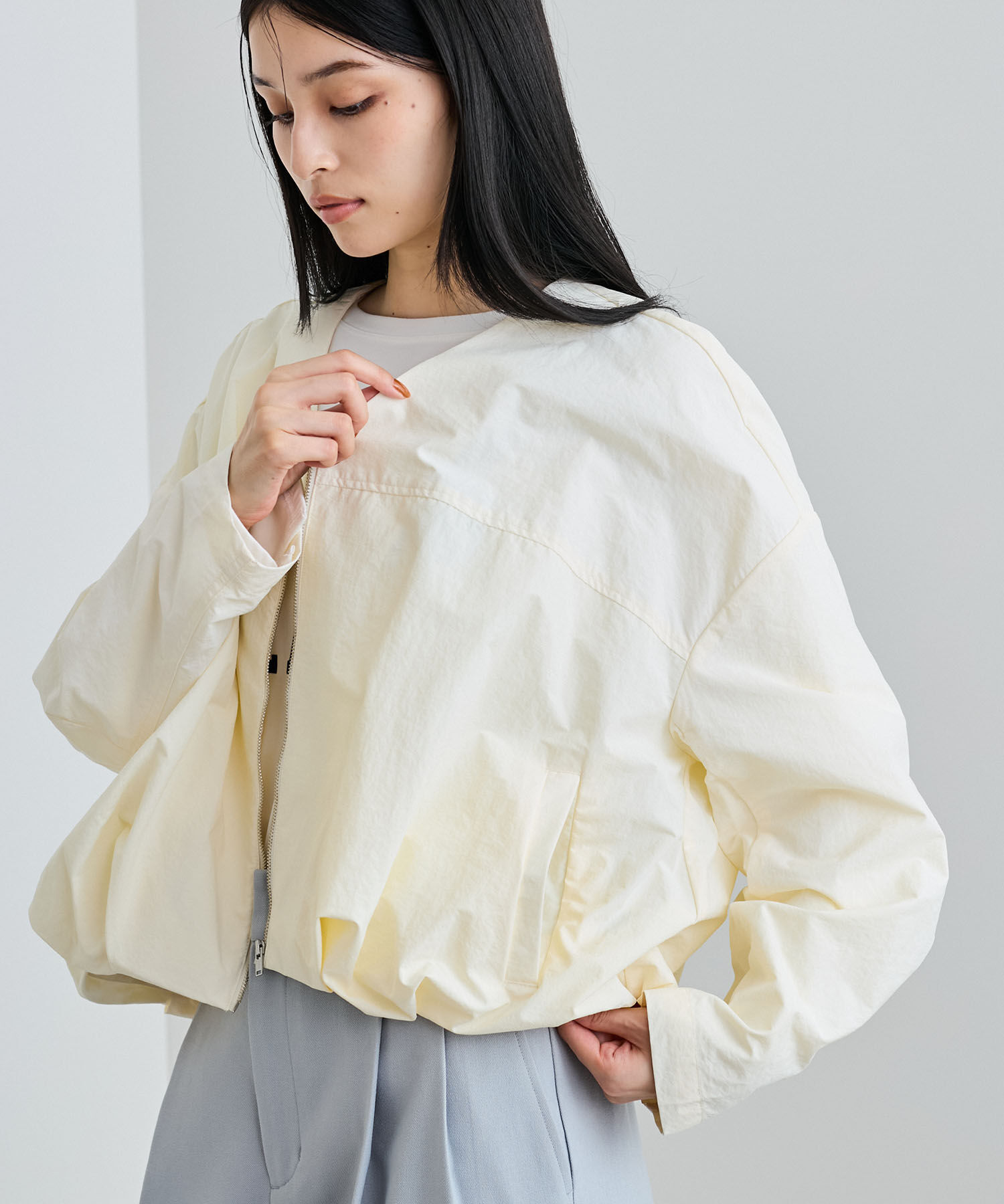 VIS「Vネックボリュームギャザーブルゾン【UVケア・撥水】」|ブルゾン・スタジャン|キナリ(16)