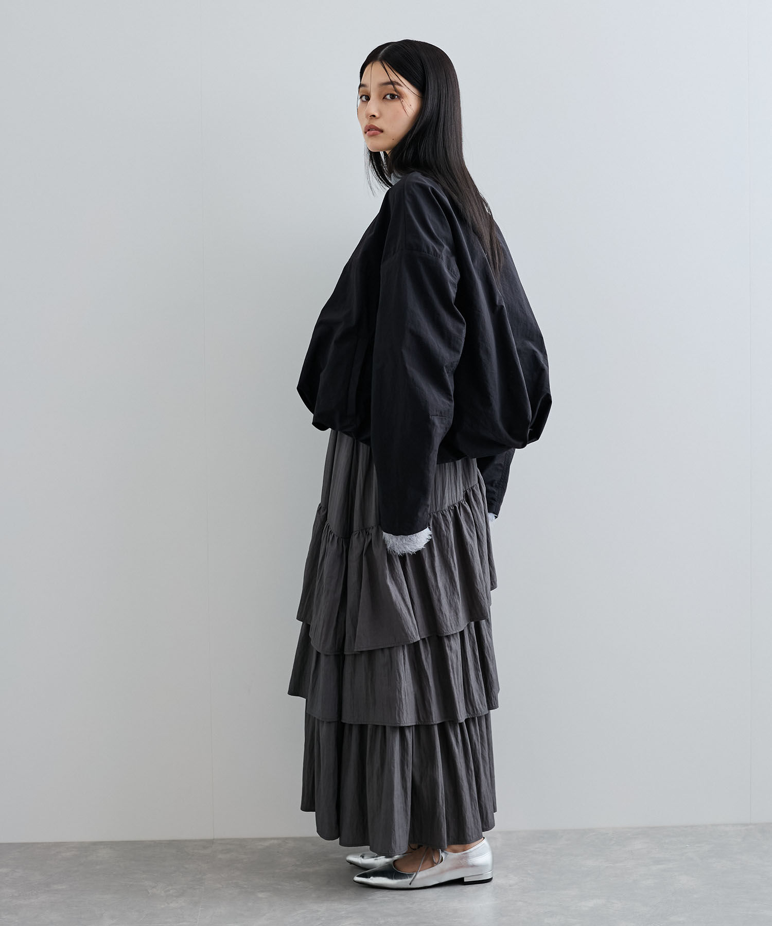 VIS「Vネックボリュームギャザーブルゾン【UVケア・撥水】」|ブルゾン・スタジャン|