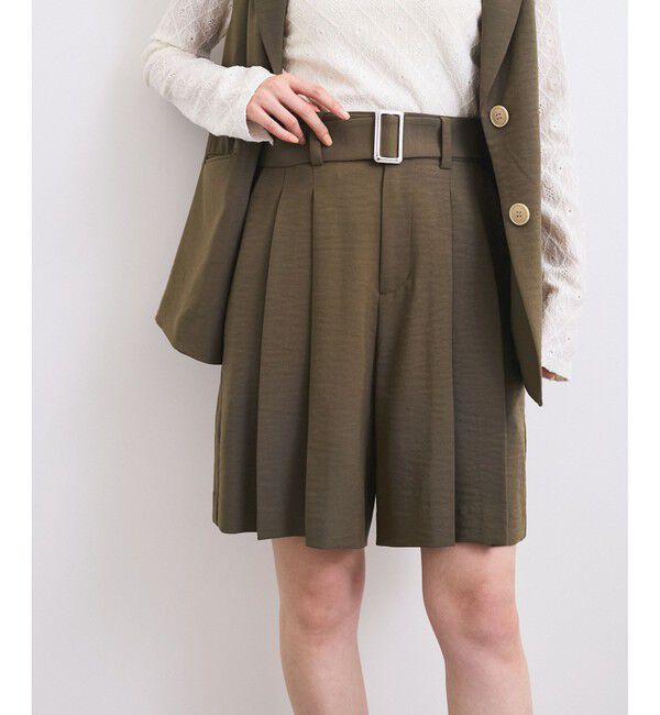 VIS「【セットアップ対応】ベルト付きバミューダパンツ」|チノ|カーキサブ