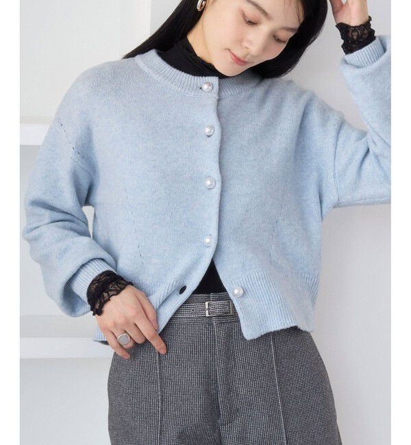 VIS「ハートアソートパール釦ラメミックスカーディガン/イージーケア・一部WEB限定カラー」|カーディガン|