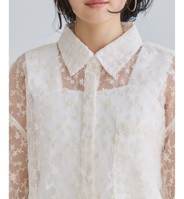 VIS「刺しゅうレースオーバーシャツ」|シャツ・ブラウス|