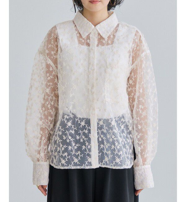 VIS「刺しゅうレースオーバーシャツ」|シャツ・ブラウス|