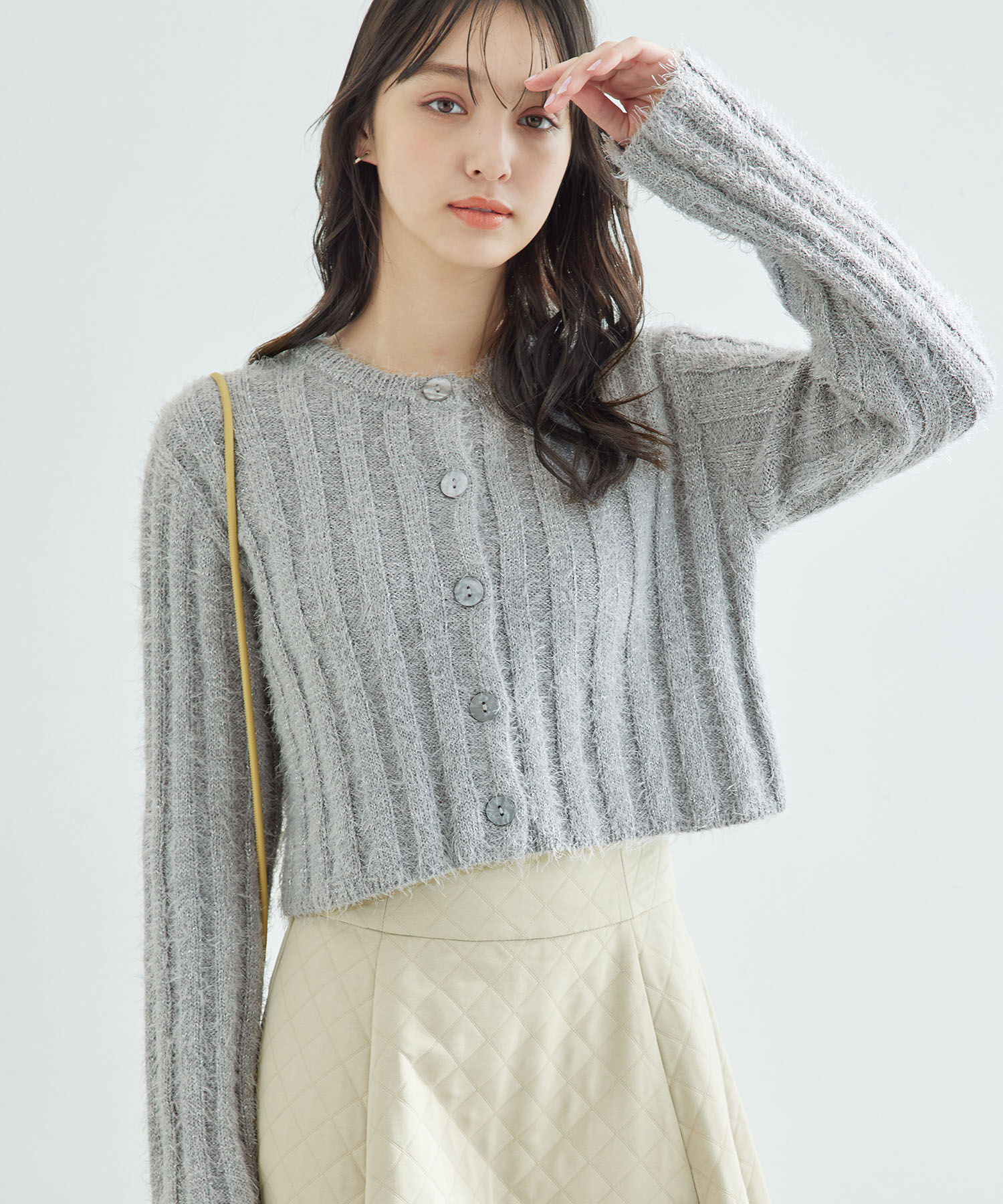 Rope&rsquo;Picnic「【一部店舗限定】2WAY/ラメフェザーカーディガン」|カーディガン|グレー(07)