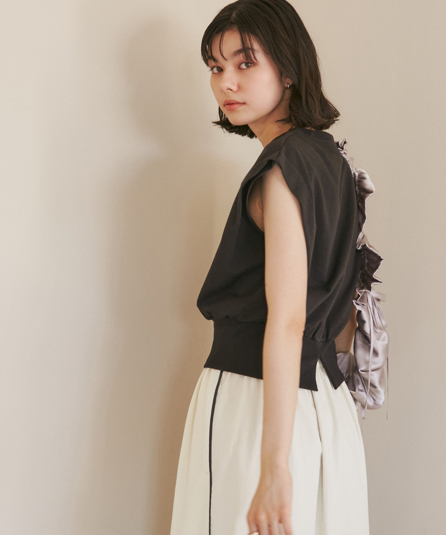 ROPE' PICNIC R「汗染み防止/バックスリットフレンチスリーブミニ裏毛プルオーバー」|スウェット・ジャージ|