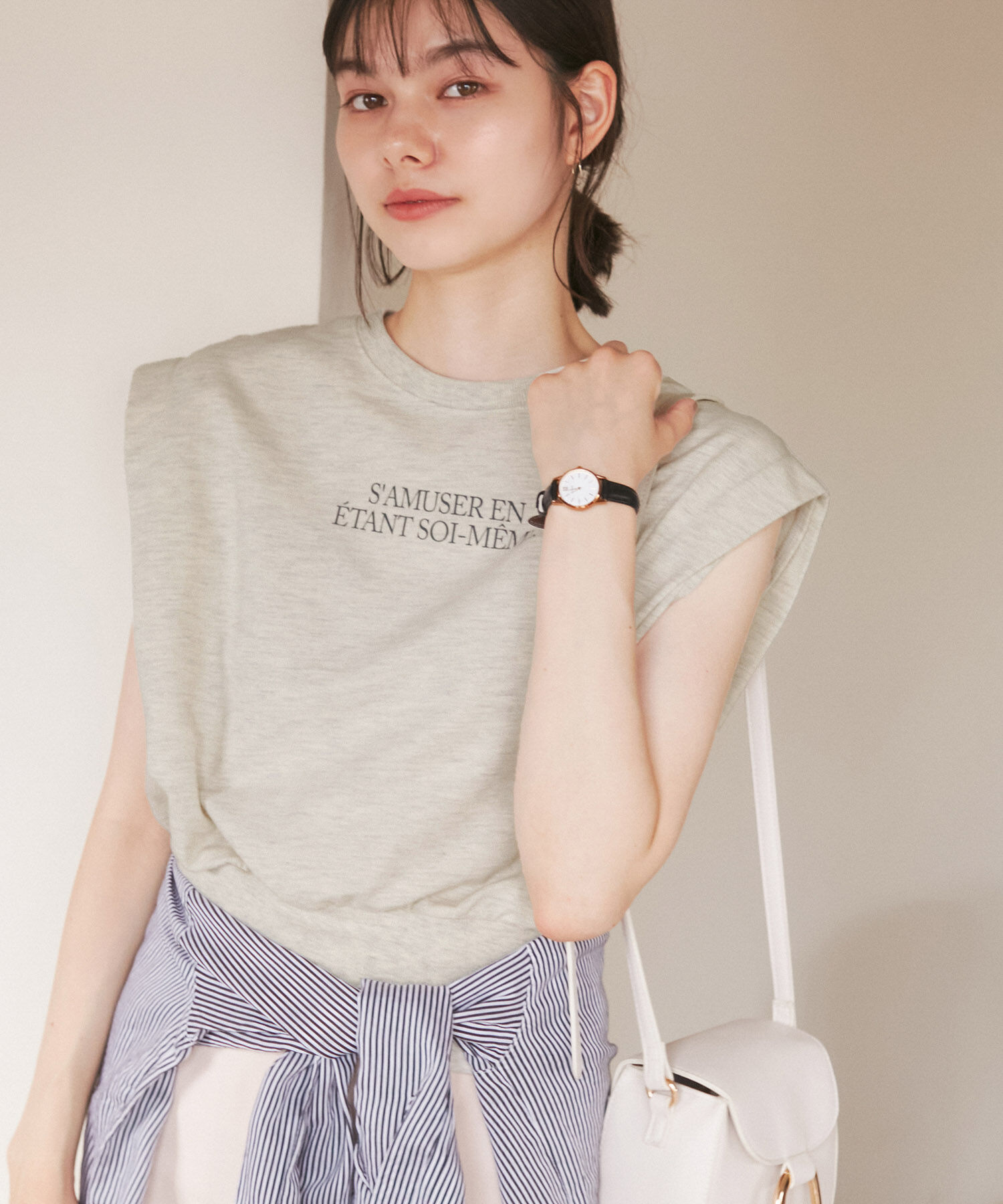 ROPE' PICNIC R「汗染み防止/バックスリットフレンチスリーブミニ裏毛プルオーバー」|スウェット・ジャージ|グレー系(09)