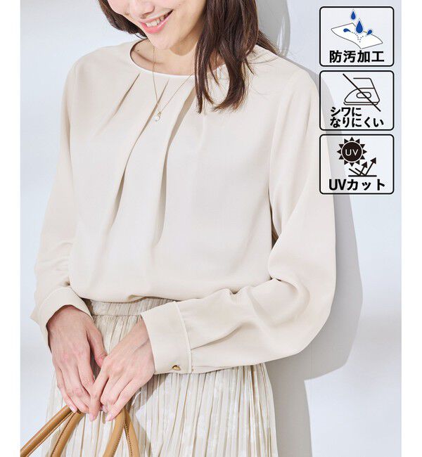 Rope&rsquo;Picnic「【WEB限定カラー】多機能ランダムタックブラウス/セレモニー・通勤対応」|シャツ・ブラウス|ベージュ(27)