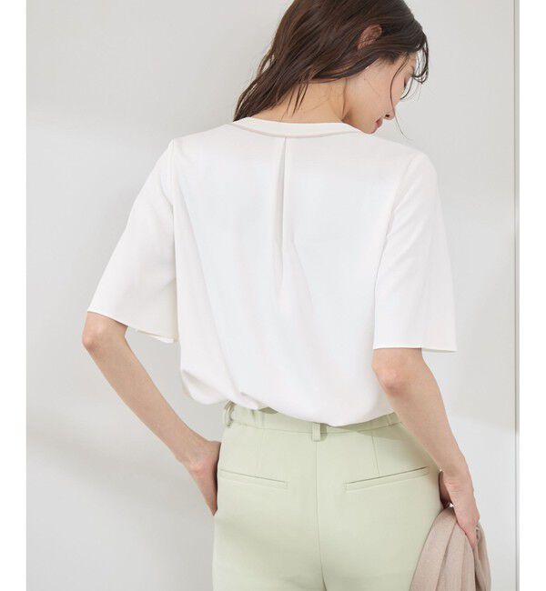 Rope&rsquo;Picnic「【WEB限定サイズ】配色ボウタイ風ハーフスリーブブラウス/通勤対応」|シャツ・ブラウス|