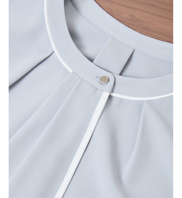 Rope&rsquo;Picnic「【WEB限定サイズ】配色ボウタイ風ハーフスリーブブラウス/通勤対応」|シャツ・ブラウス|