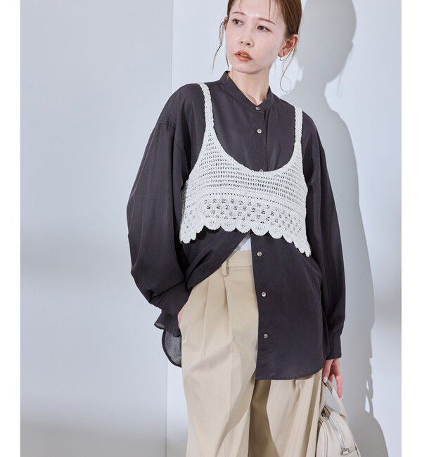 Rope&rsquo;Picnic「着丈が選べるバンドカラー無地シアーシャツ」|シャツ・ブラウス|