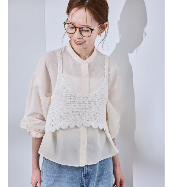 Rope&rsquo;Picnic「着丈が選べるバンドカラー無地シアーシャツ」|シャツ・ブラウス|