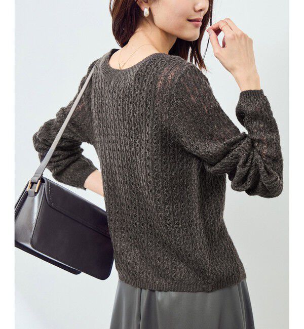 Rope&rsquo;Picnic「レース編みメッシュニットカーディガン」|カーディガン|