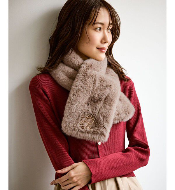 ROPE PICNIC PASSAGE「ブローチ付きフェイクファーティペット」|マフラー|