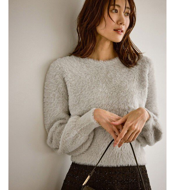 Rope&rsquo;Picnic「ショートフェザーニットプルオーバー」|ニット・セーター|ライトグレー(08)