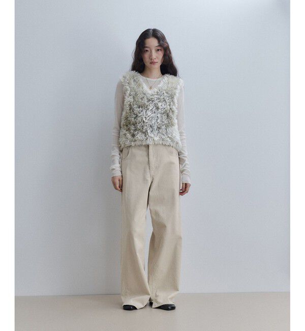 ADAM ET ROPE'「【WEB限定】イレギュラーヘムワイドストレートパンツ」|チノ|