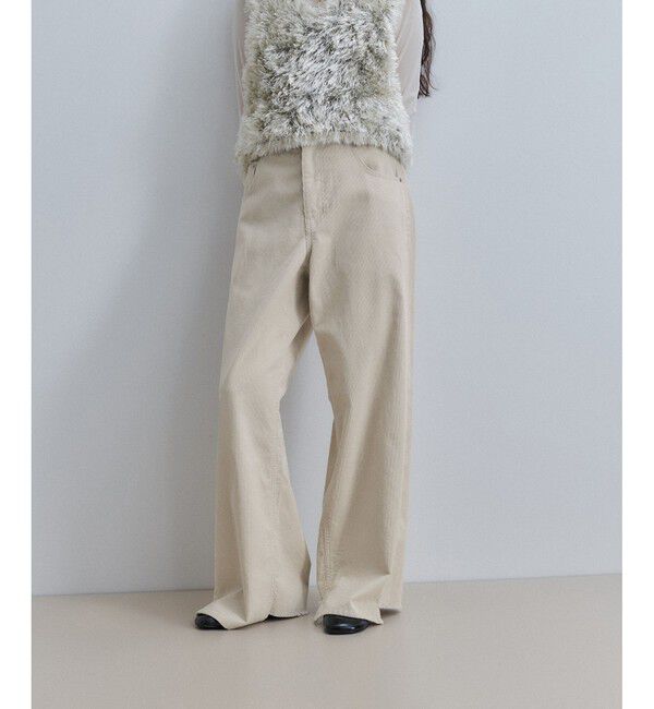ADAM ET ROPE'「【WEB限定】イレギュラーヘムワイドストレートパンツ」|チノ|
