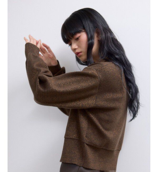 ADAM ET ROPE'「【WEB限定】ラメニットコンパクトカーディガン」|カーディガン|