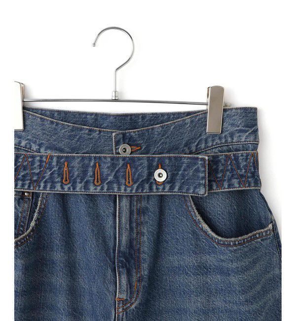 ADAM ET ROPE'「【サステナブル】ロングタブベルトバレルデニム」|デニム|