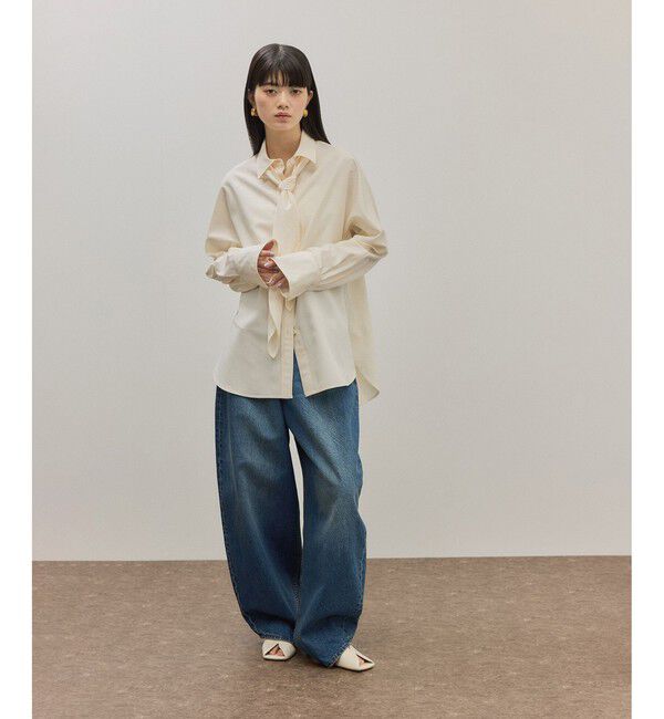 ADAM ET ROPE'「【サステナブル】ロングタブベルトバレルデニム」|デニム|