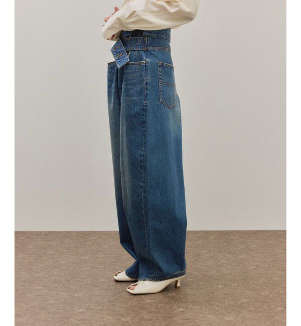 ADAM ET ROPE'「【サステナブル】ロングタブベルトバレルデニム」|デニム|