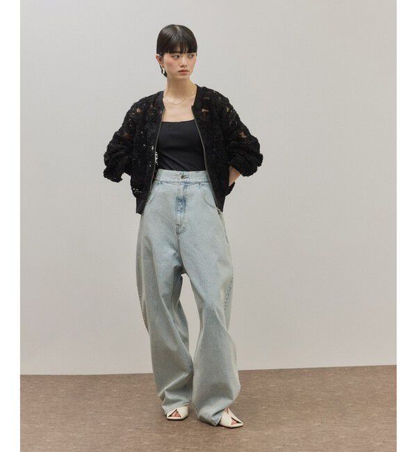 ADAM ET ROPE'「【サステナブル】ロングタブベルトバレルデニム」|デニム|