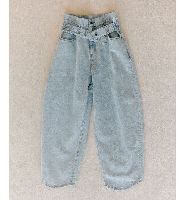 ADAM ET ROPE'「【サステナブル】ロングタブベルトバレルデニム」|デニム|