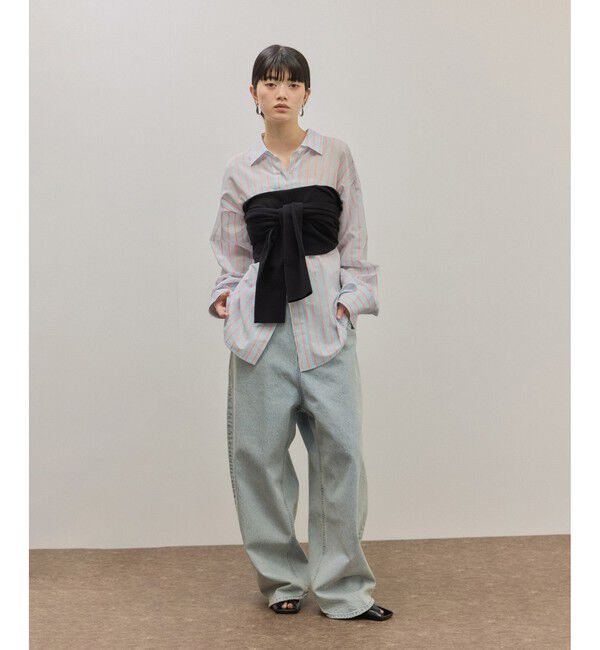 ADAM ET ROPE'「【サステナブル】ロングタブベルトバレルデニム」|デニム|