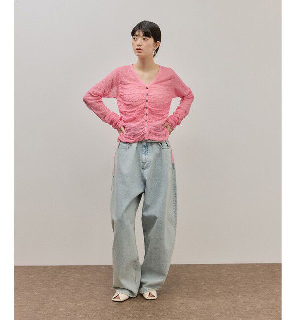 ADAM ET ROPE'「【サステナブル】ロングタブベルトバレルデニム」|デニム|