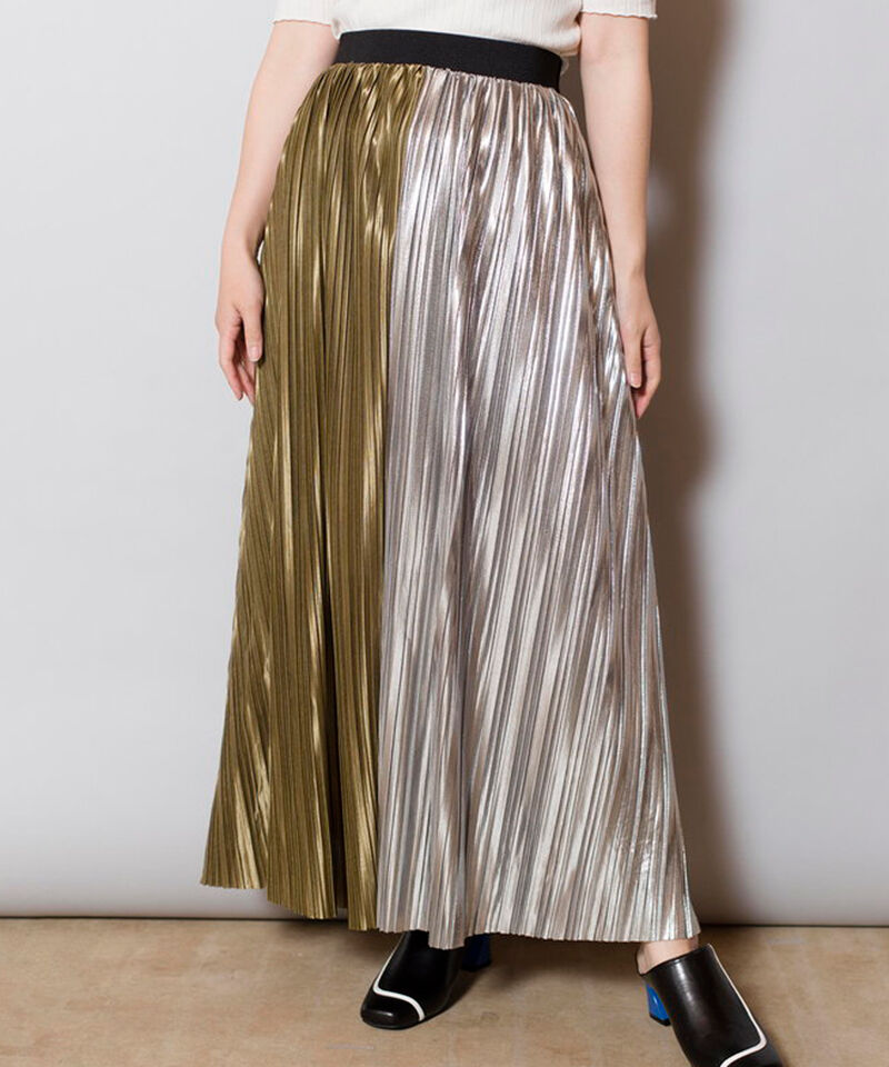  「切替ランダムプリーツスカート」|スカート|KHAKI