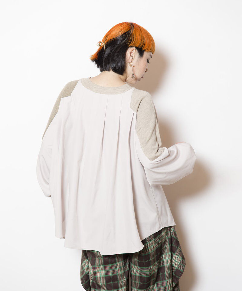  「切替レイヤードニットプルオーバー」|Tシャツ・カットソー|
