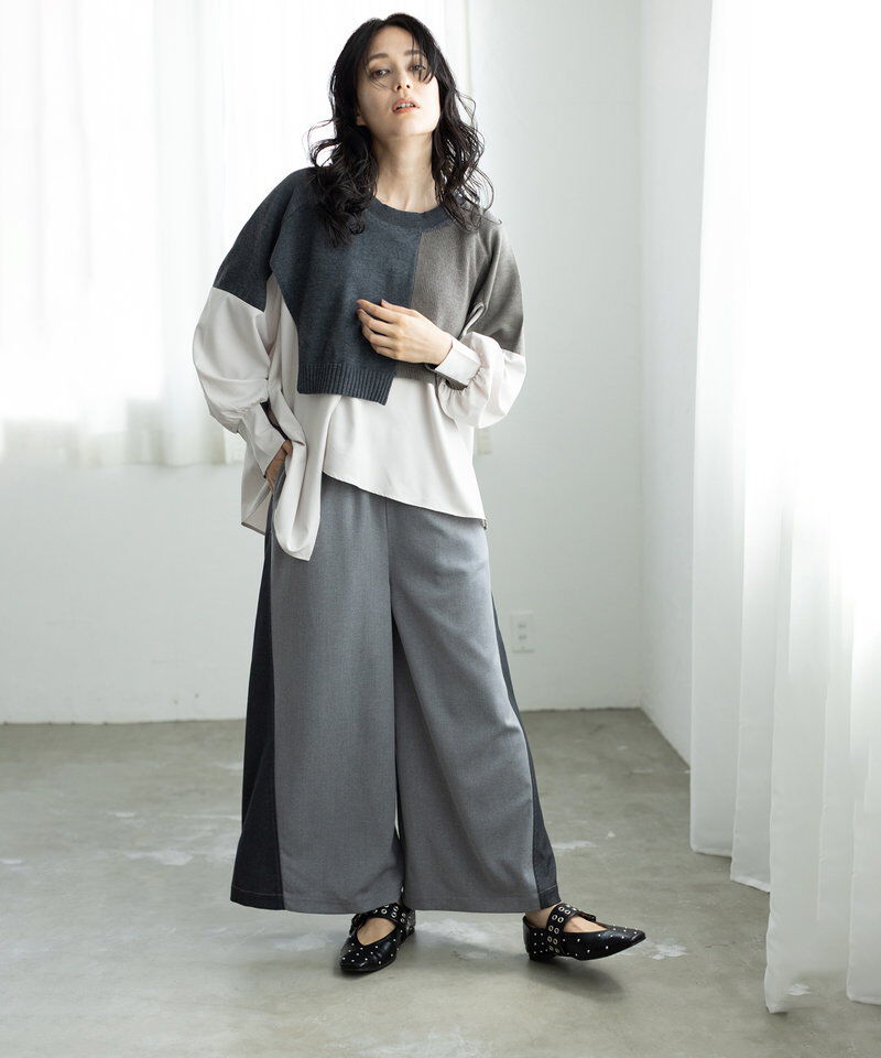  「切替レイヤードニットプルオーバー」|Tシャツ・カットソー|