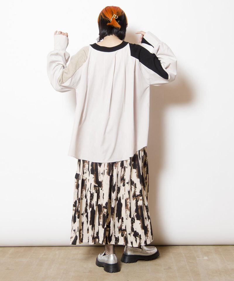  「切替レイヤードニットプルオーバー」|Tシャツ・カットソー|