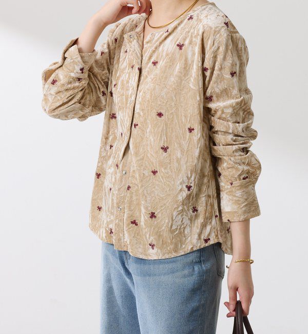  「刺繍ベロアカットソー」|Tシャツ・カットソー|