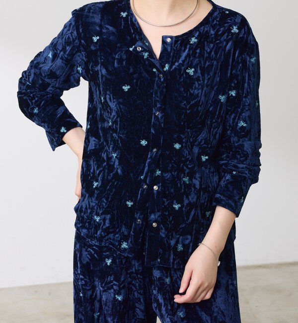  「刺繍ベロアカットソー」|Tシャツ・カットソー|