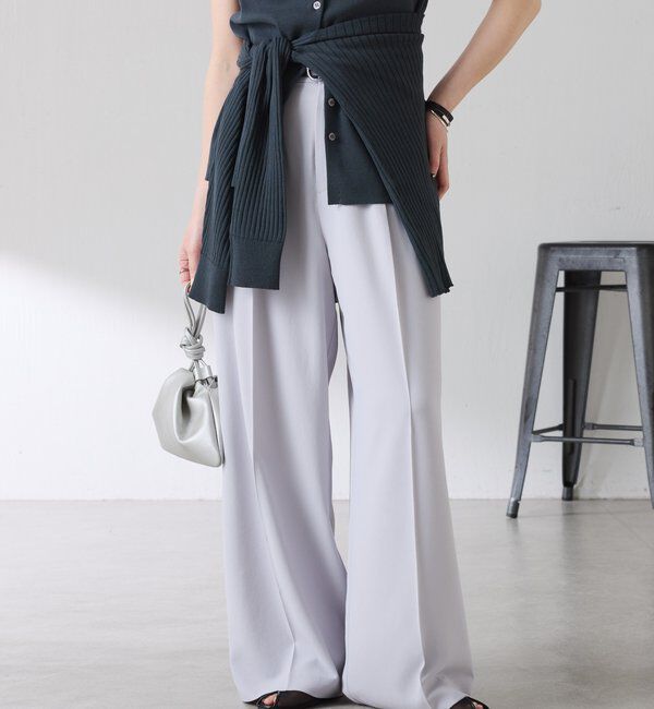  「《マイナス3kg見え/サイズ展開豊富》ジャージワイドパンツ」|スラックス|