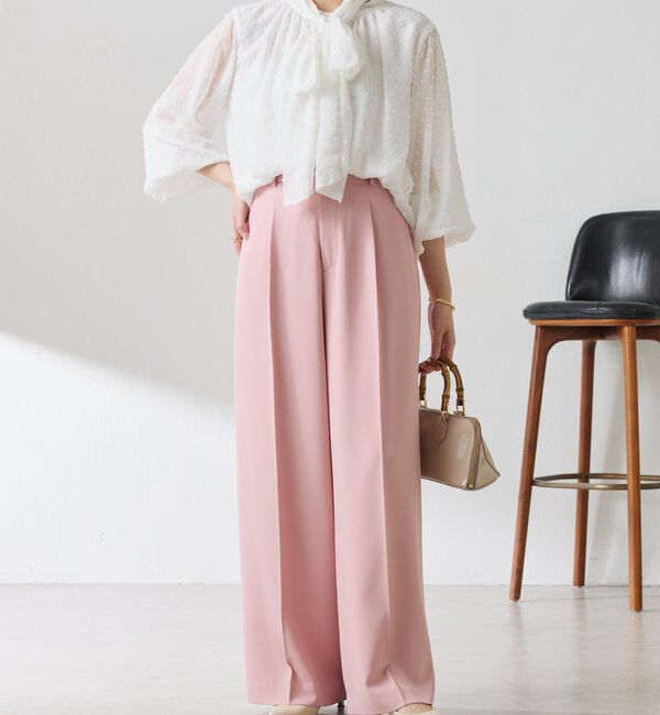  「楊柳ドットジャガードボウタイブラウス」|シャツ・ブラウス|