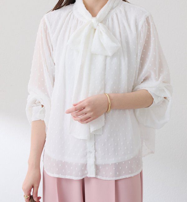  「楊柳ドットジャガードボウタイブラウス」|シャツ・ブラウス|