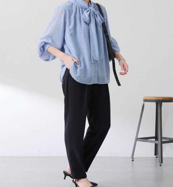  「楊柳ドットジャガードボウタイブラウス」|シャツ・ブラウス|