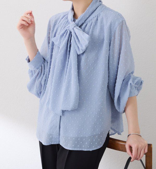  「楊柳ドットジャガードボウタイブラウス」|シャツ・ブラウス|