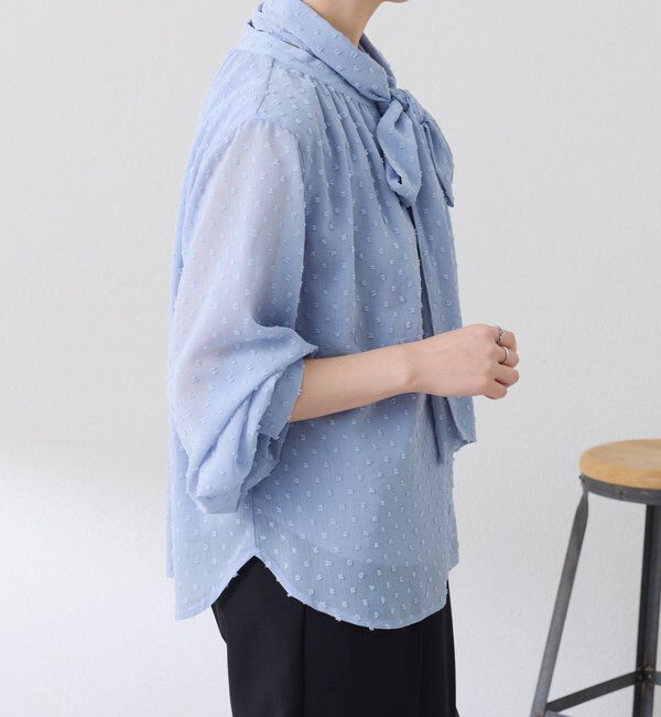  「楊柳ドットジャガードボウタイブラウス」|シャツ・ブラウス|