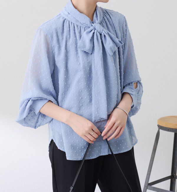  「楊柳ドットジャガードボウタイブラウス」|シャツ・ブラウス|